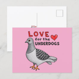 Cartão Postal Postkarte Slogan "Love For The Underdogs" Taube