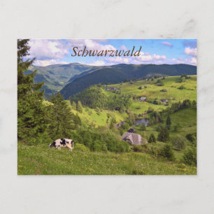 Cartão Postal Postkarte: Wiesen und eine Kuh mit Panoramaansicht