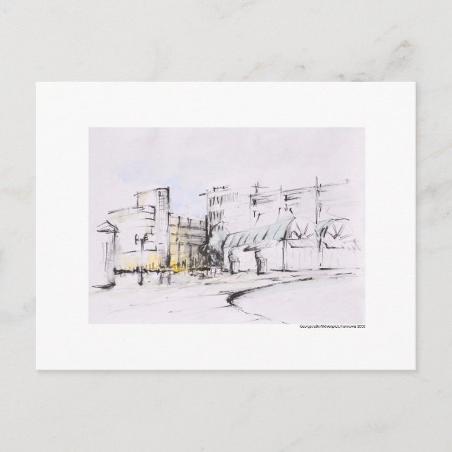 Cartão Postal Postkarte Zeichnung Bleistift Hannover (Frente)