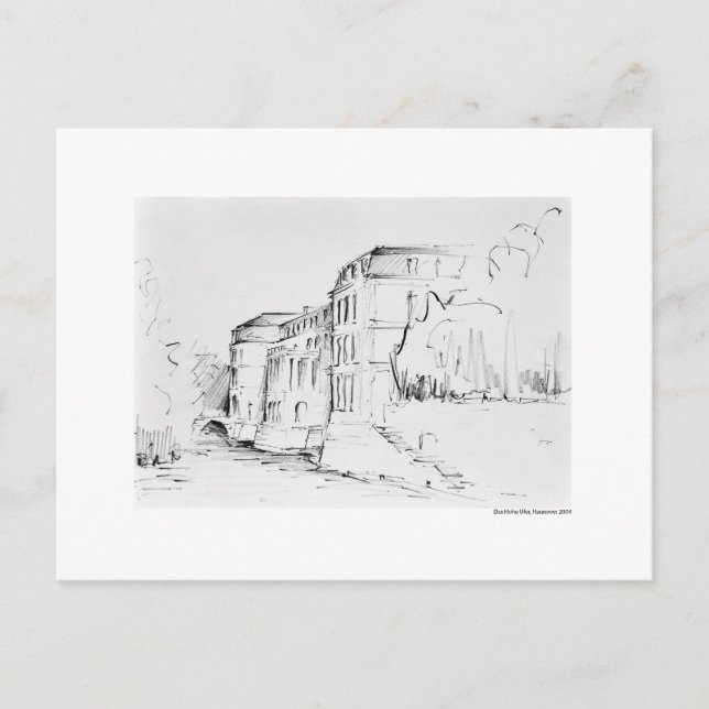 Cartão Postal Postkarte Zeichnung Bleistift Hannover (Frente)