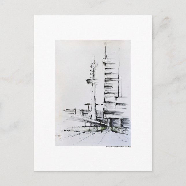 Cartão Postal Postkarte Zeichnung Bleistift Hannover (Frente)