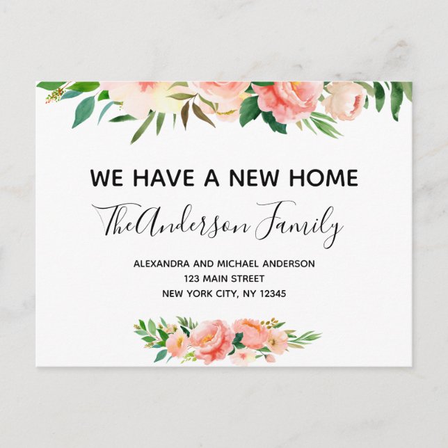 Cartão Postal Posto de Anúncio de Movimentação Floral de Pêssego (Frente)