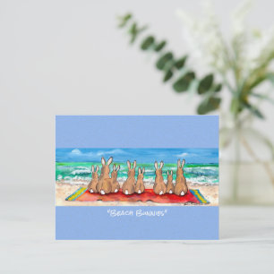 Cartão Postal Posto de Arte de Aquarela de Coelhos de Praia Féri