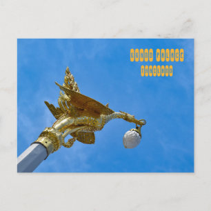 Cartão Postal Posto de Lâmpada de Aves Míticas Gilded