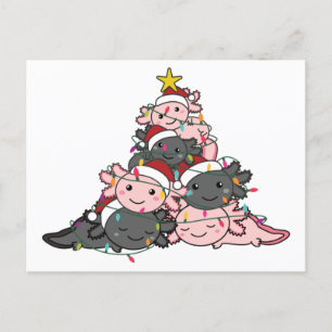 Cartão Postal Posto de Natal da árvore de Natal Axolotl Engraçad