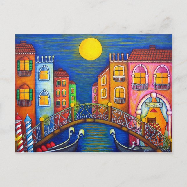 Cartão Postal Posto de Veneza Moonlit por Lisa Lorenz (Frente)