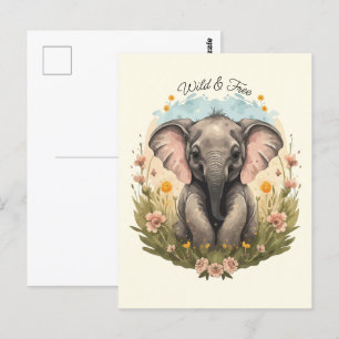 Cartão Postal Posto de Wanderlust de Flor Selvagem Bastante Elef
