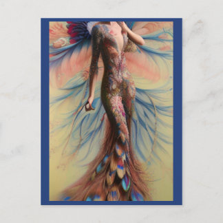 Cartão Postal Posto Fairytale Noivo de Casamento de Fantasy Peac