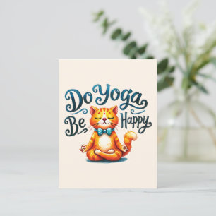 Cartão Postal Postura de Yoga do Gato - Faça Yoga, Seja Feliz