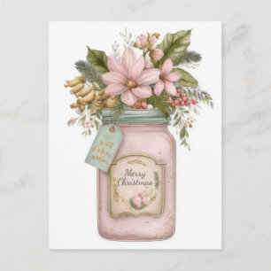 Cartão Postal Pote de Bolacha de Natal Pastel Festivo e Elegante