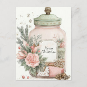Cartão Postal Pote de Bolinhos de Natal Pastel Festivo e Elegant