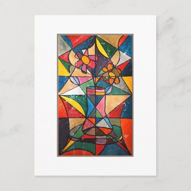 Cartão Postal Pote de Flor de Vidro Arrependido (Frente)