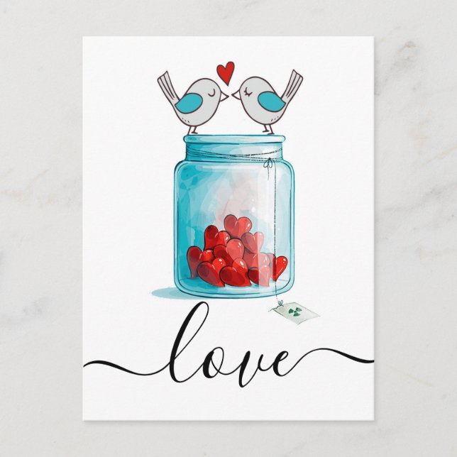 Cartão Postal Pote de Mason de Amor (Frente)