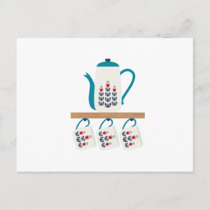Cartão Postal Pote Folk Art Tea