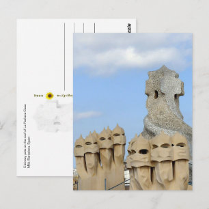 Cartão Postal Potes de Chaminé La Pedrera, Barcelona, Espanha  -
