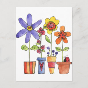 Cartão Postal Potes de flores