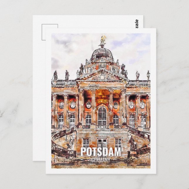 Cartão Postal Potsdam Alemanha Famoso Viagem Place Watercolor (Frente/Verso)