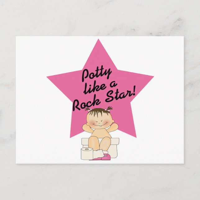Cartão Postal Potty Like A Rock Star Girl (Frente)
