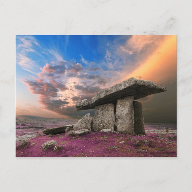 Cartão Postal Poulnabrone dolmen, County Clare, Irlanda (Frente)