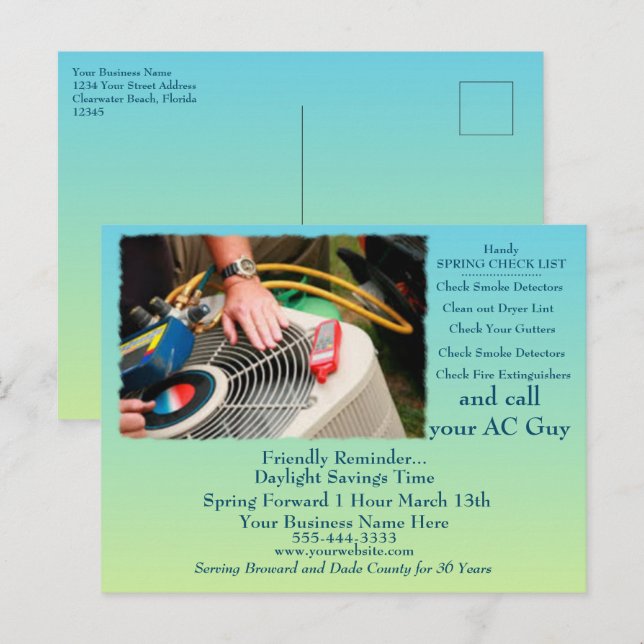 Cartão Postal Poupança de Verão HVAC (Frente/Verso)