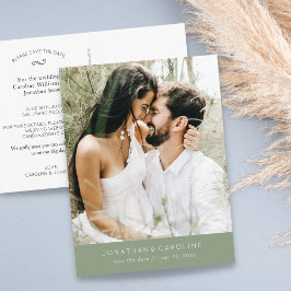 Cartão Postal Poupar a data para casamento com foto grande simpl