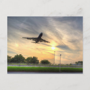 Cartão Postal Pouso do pôr do sol do British Airways 747