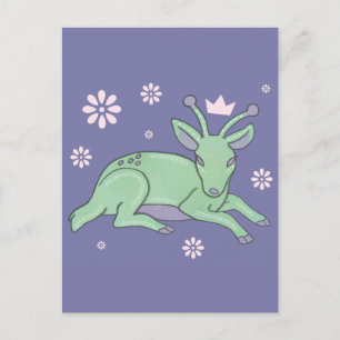 Cartão Postal Povo de Veado Alien Arte Folclórica   Corça Verde 