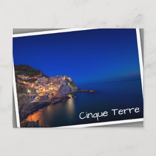 Cartão Postal Povoação de Manarola nas Cinque Terre ao anoitecer