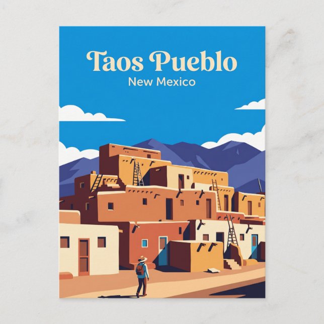 Cartão Postal Povoado de Taos EUA (Frente)
