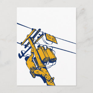 Cartão Postal Power Lineman Electronics Worker
