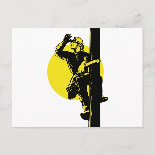 Cartão Postal Power Lineman Electronics Worker (Frente)