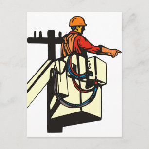 Cartão Postal Power Lineman — Trabalhador Eletrônico