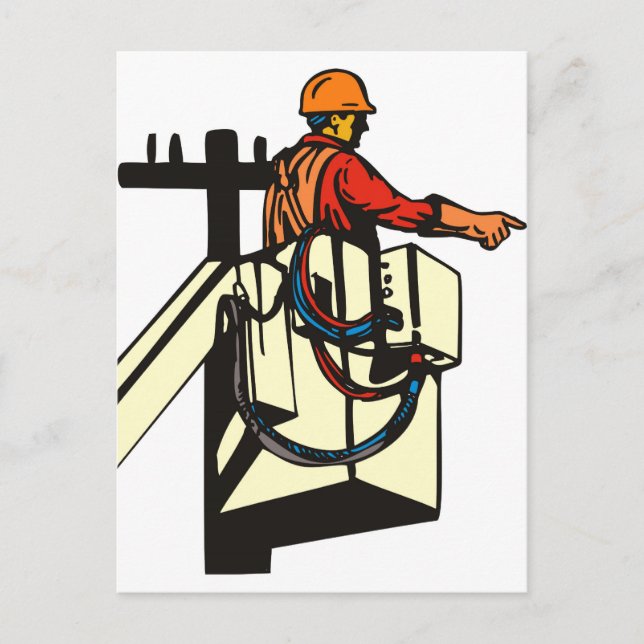 Cartão Postal Power Lineman — Trabalhador Eletrônico (Frente)
