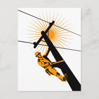 Cartão Postal Power Lineman — Trabalhador Eletrônico