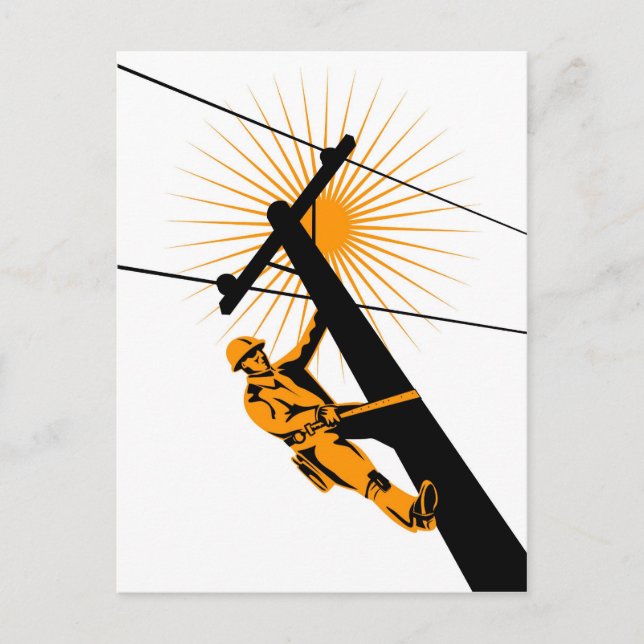 Cartão Postal Power Lineman — Trabalhador Eletrônico (Frente)