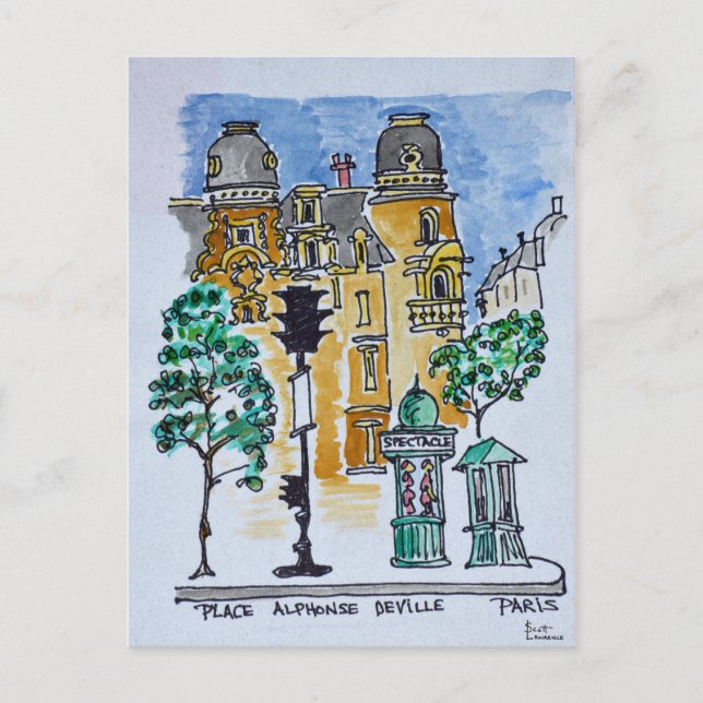 Cartão Postal Praça Alphonse Deville | Paris, França (Frente)