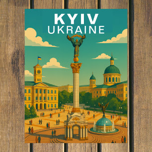 Cartão Postal Praça Central Grandiosa de Kiev Ucrânia Viagem