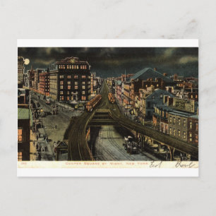 Cartão Postal Praça Cooper na Nova Iorque da Noite de 1907
