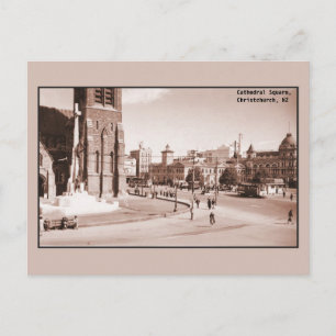 Cartão Postal Praça da Catedral de Vintage ChristChurch NZ