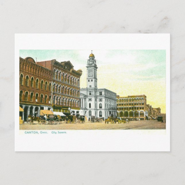 Cartão Postal Praça da Cidade Antiga, Canton, Ohio (Frente)