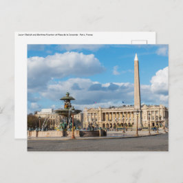 Cartão Postal Praça da Concórdia e obelisco - Paris, França