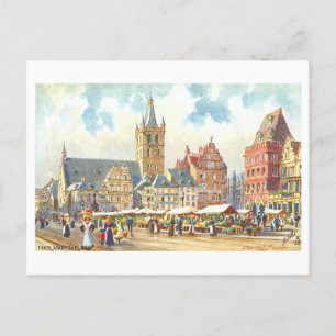 Cartão Postal Praça de Mercado de Trier Antiga