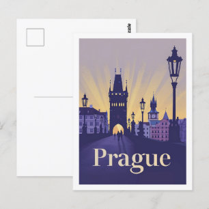 Cartão Postal Praça de viagem famosa vintage tcheca de Praga