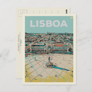 Cartão Postal Praça do Comercio Ilustração, Lisboa