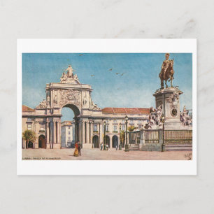 Cartão Postal Praça do Comércio Vintage em Lisboa, Portugal
