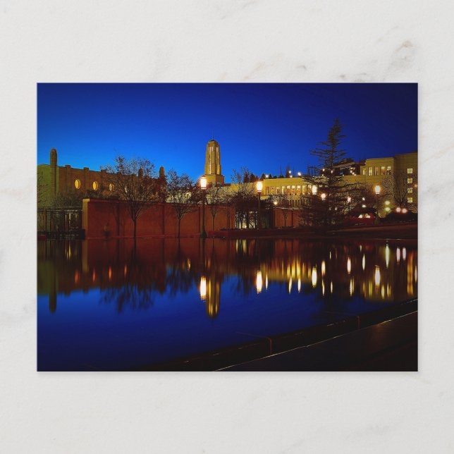 Cartão Postal Praça do Templo da Piscina Refletindo (Frente)