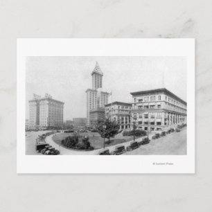 Cartão Postal Praça do Tribunal e Torre Smith em Seattle