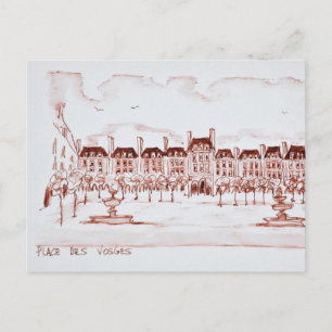 Cartão Postal Praça dos Vosges Marais, Paris