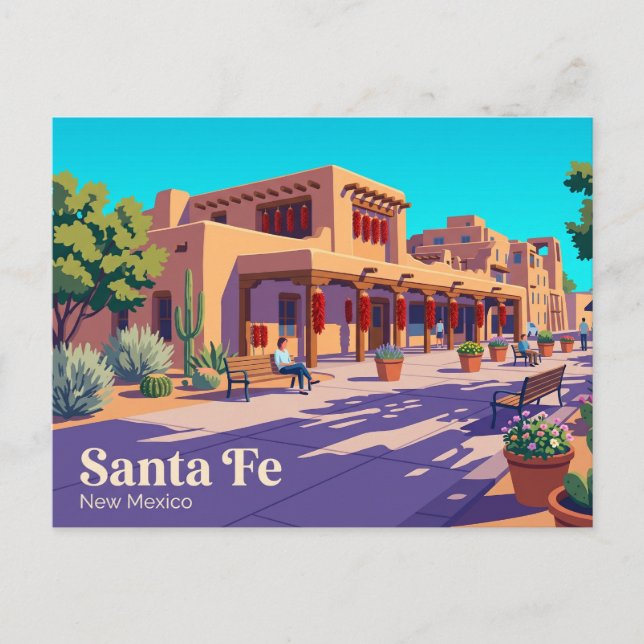 Cartão Postal Praça Histórica de Santa Fe EUA (Frente)