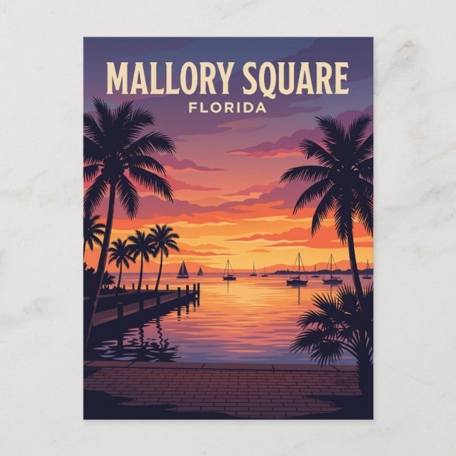 Cartão Postal Praça Mallory Flórida (Frente)